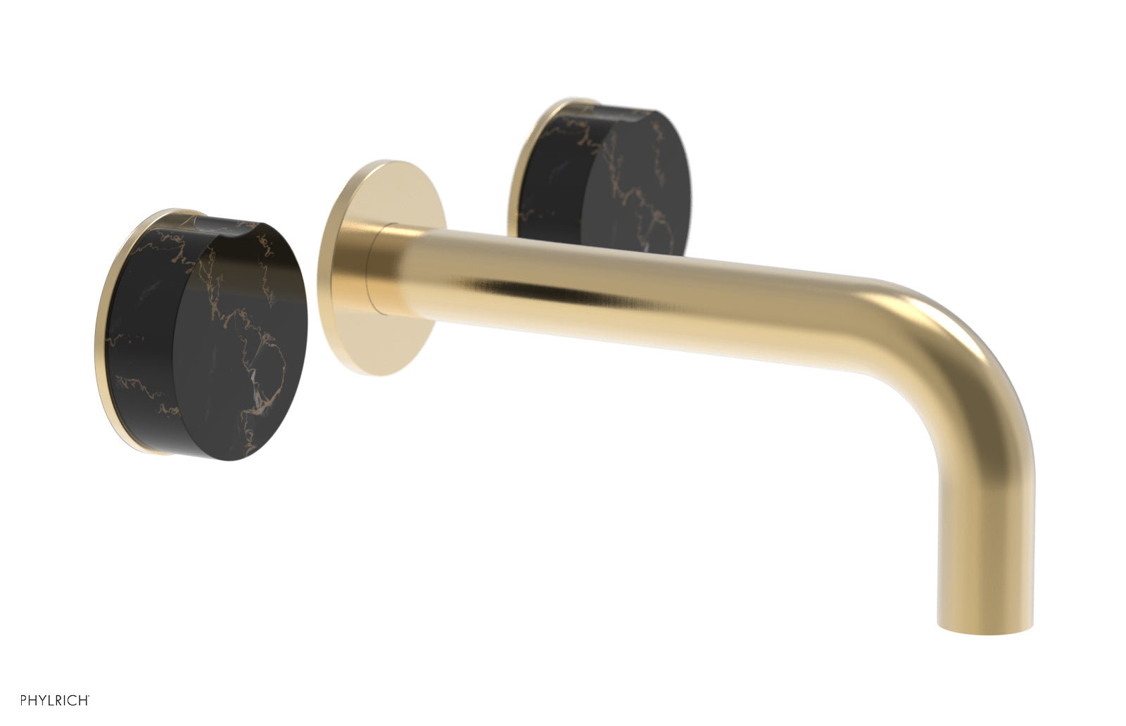 Phylrich CIRC Wall Lavatory Set, Black Marble Handles