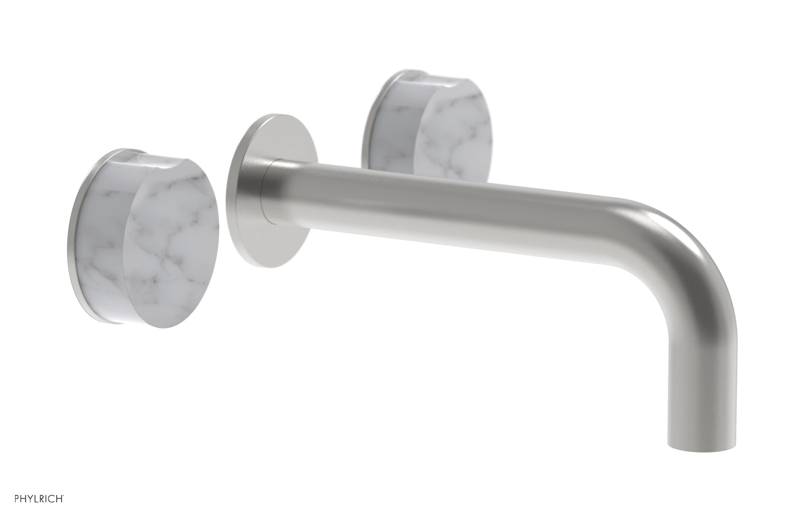 Phylrich CIRC Wall Lavatory Set, White Marble Handles