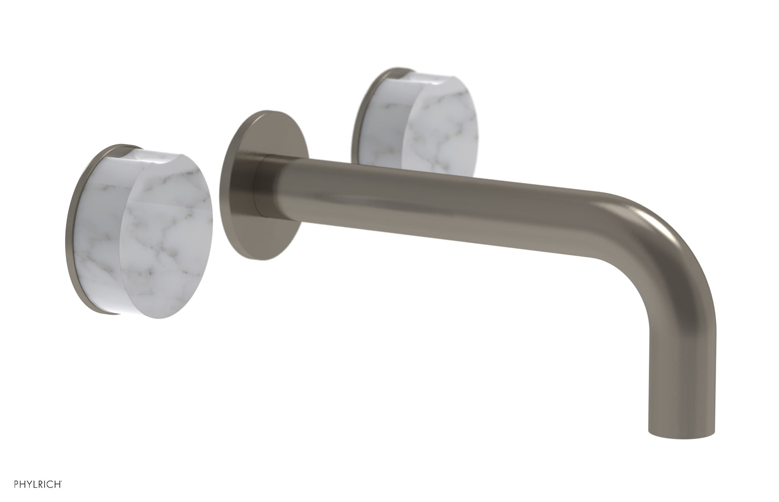 Phylrich CIRC Wall Lavatory Set, White Marble Handles