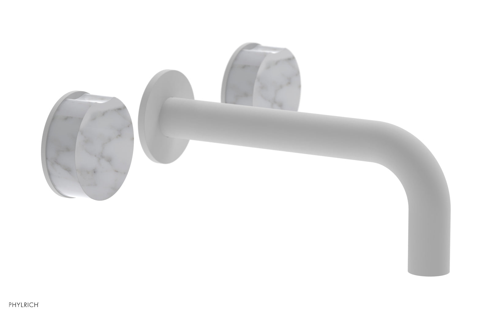 Phylrich CIRC Wall Lavatory Set, White Marble Handles