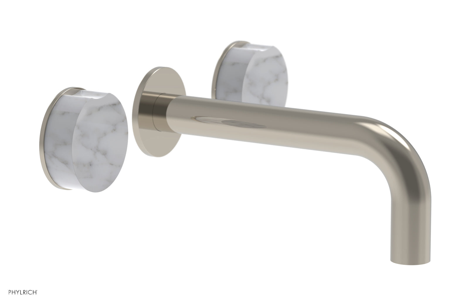 Phylrich CIRC Wall Lavatory Set, White Marble Handles