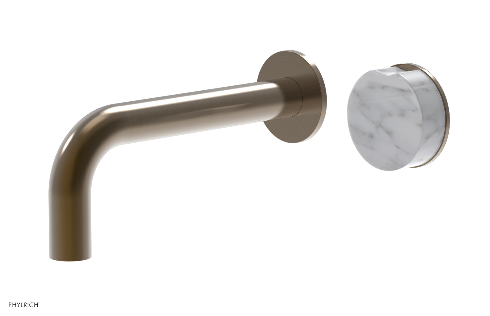 Phylrich CIRC Single Handle Wall Lavatory Set - White Marble Handle