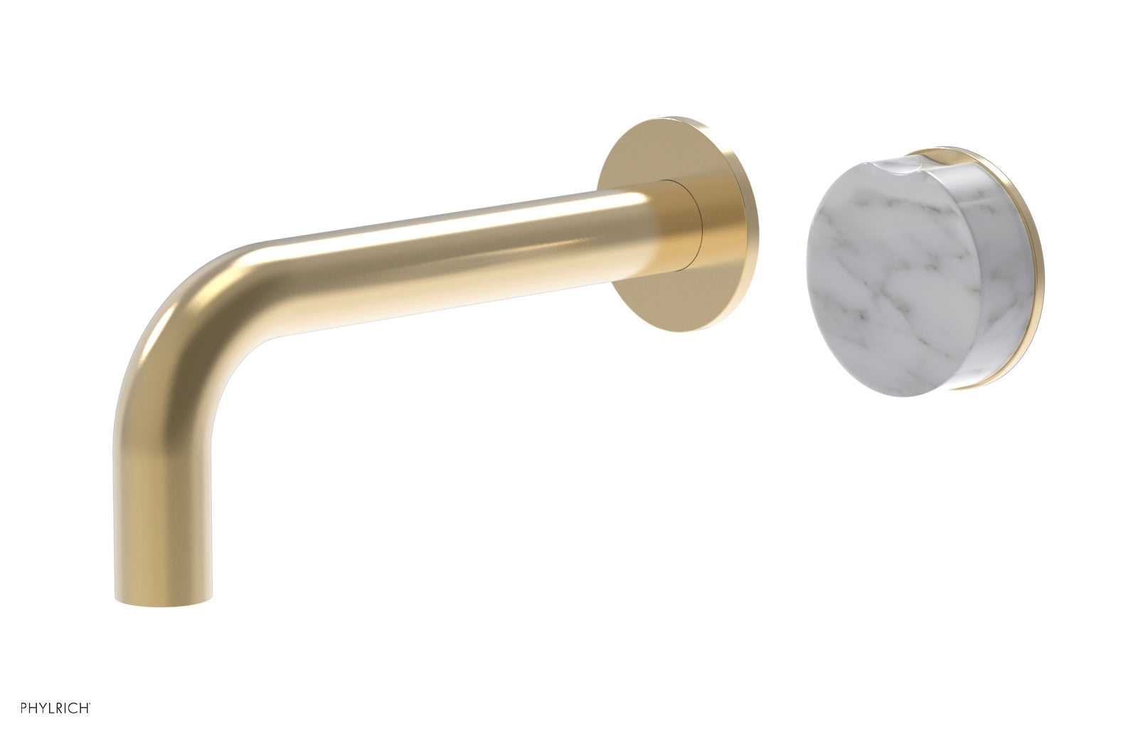 Phylrich CIRC Single Handle Wall Lavatory Set - White Marble Handle
