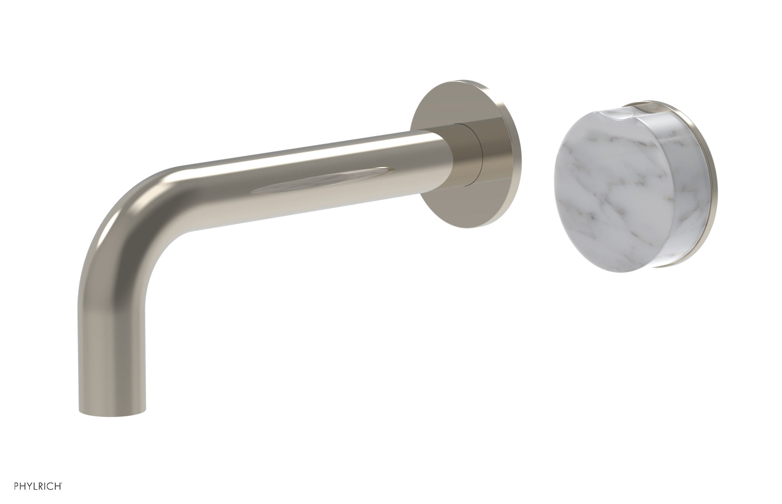 Phylrich CIRC Single Handle Wall Lavatory Set - White Marble Handle