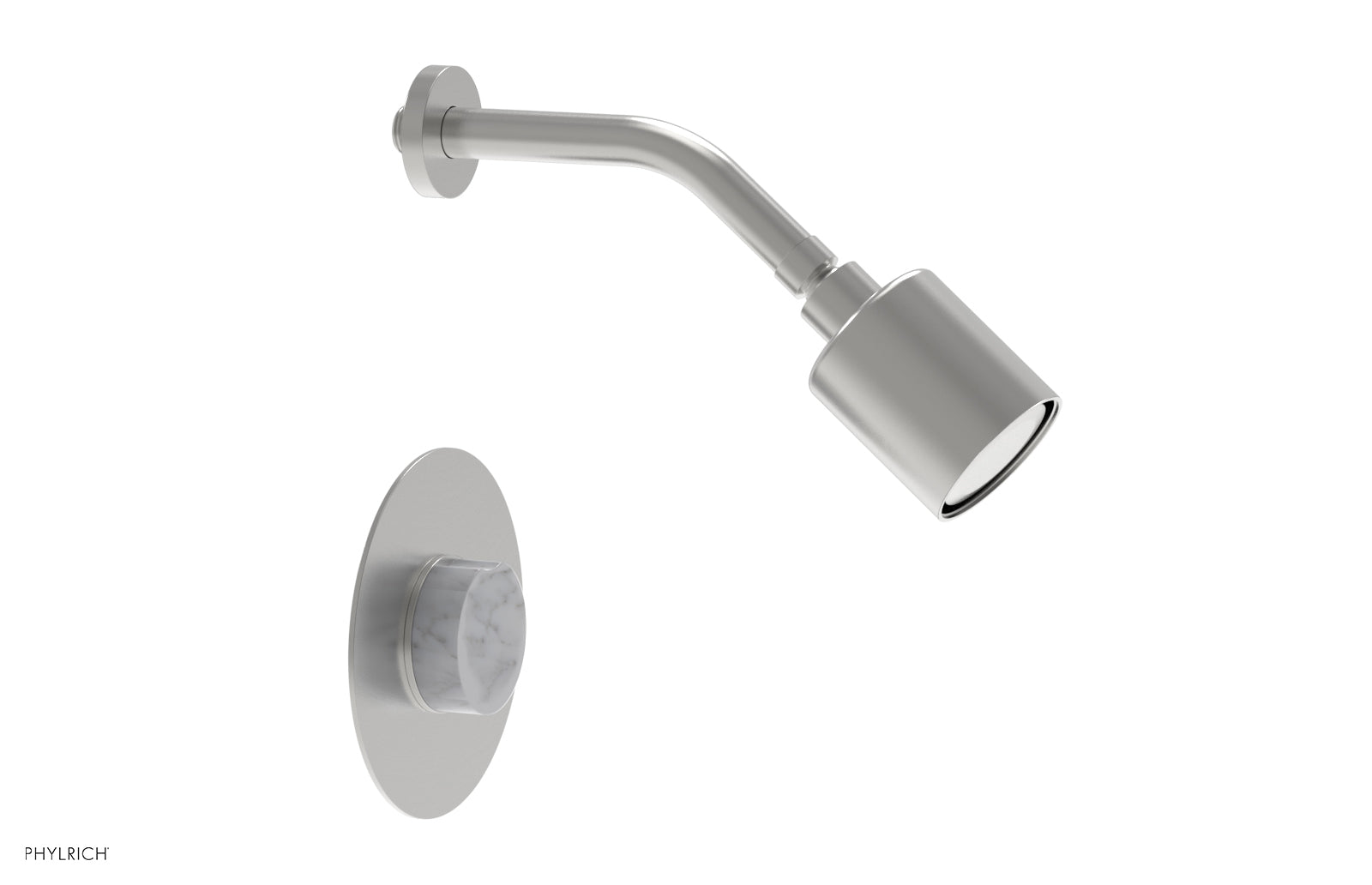 Phylrich CIRC Pressure Balance Shower Set - White Marble Handle