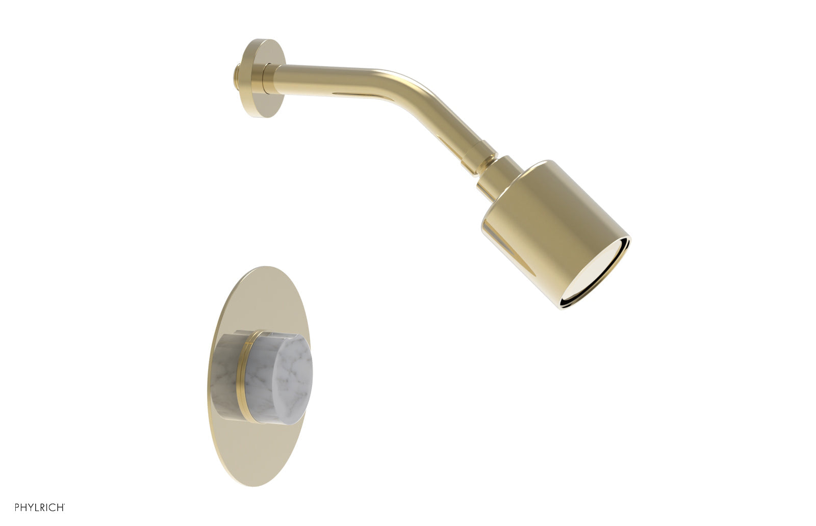 Phylrich CIRC Pressure Balance Shower Set - White Marble Handle