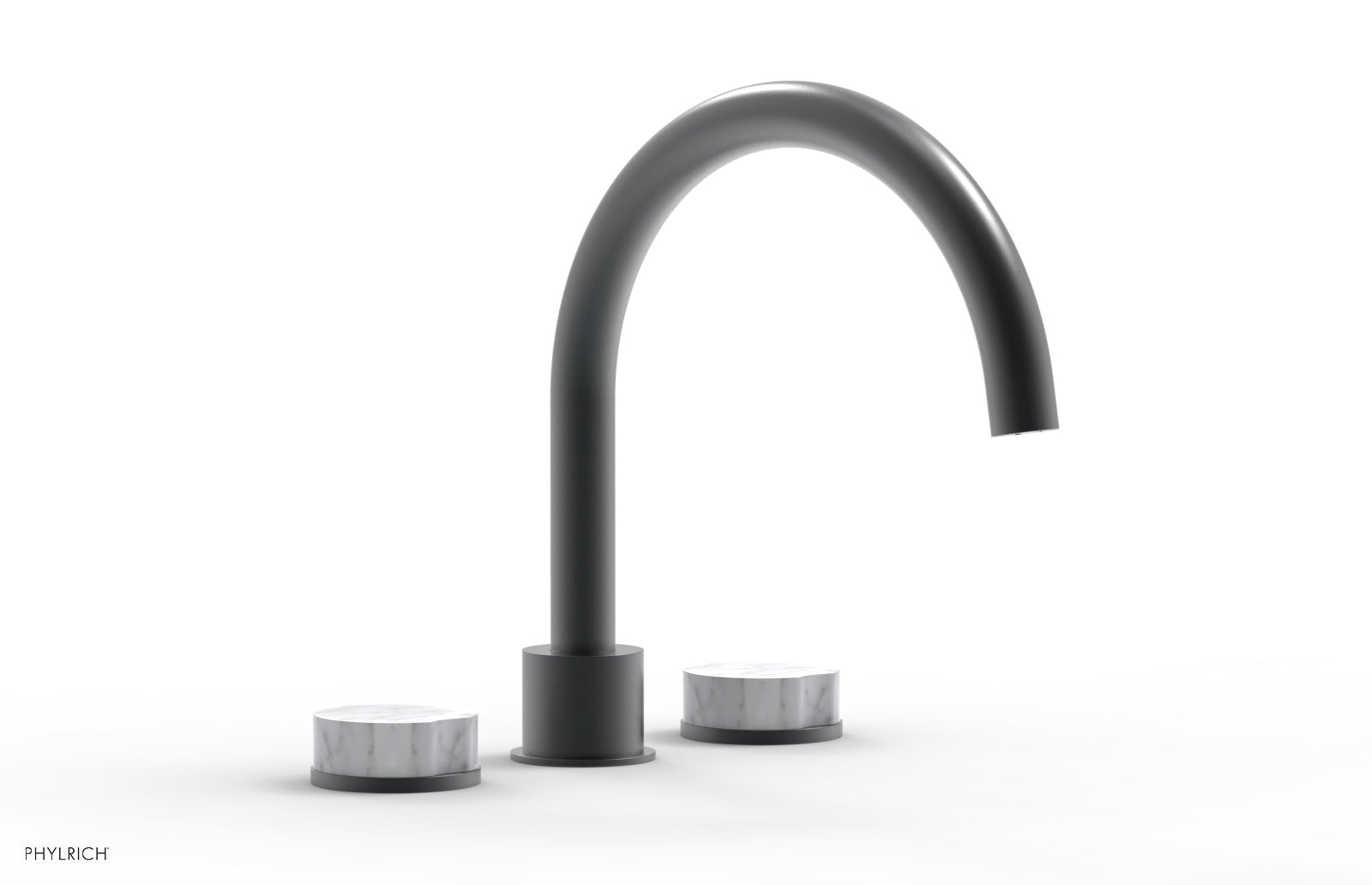 Phylrich CIRC Deck Tub Set - High Spout White Marble Handles