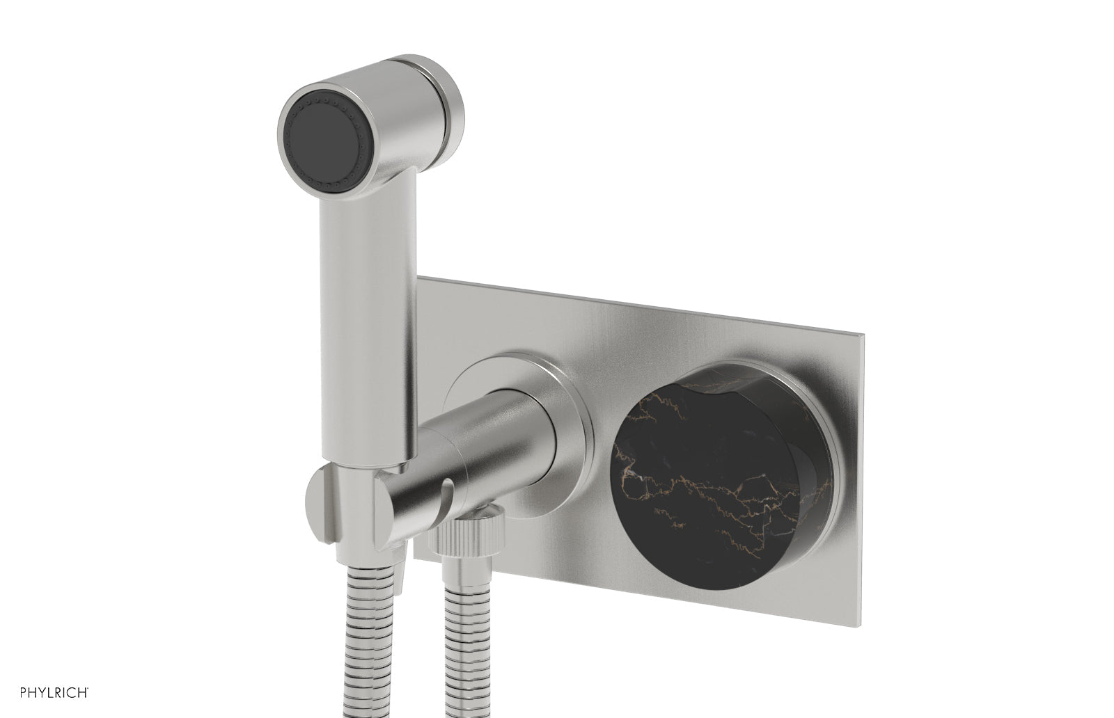 Phylrich CIRC Wall Mounted Bidet, Black Marble Handle
