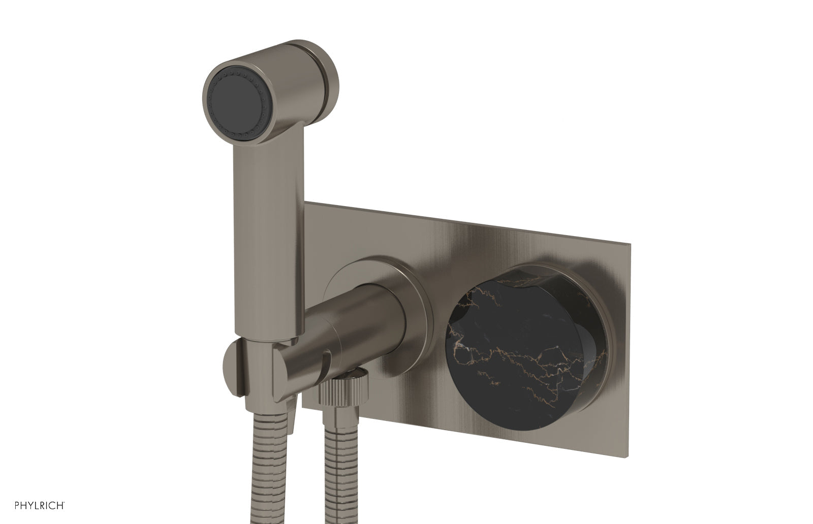 Phylrich CIRC Wall Mounted Bidet, Black Marble Handle