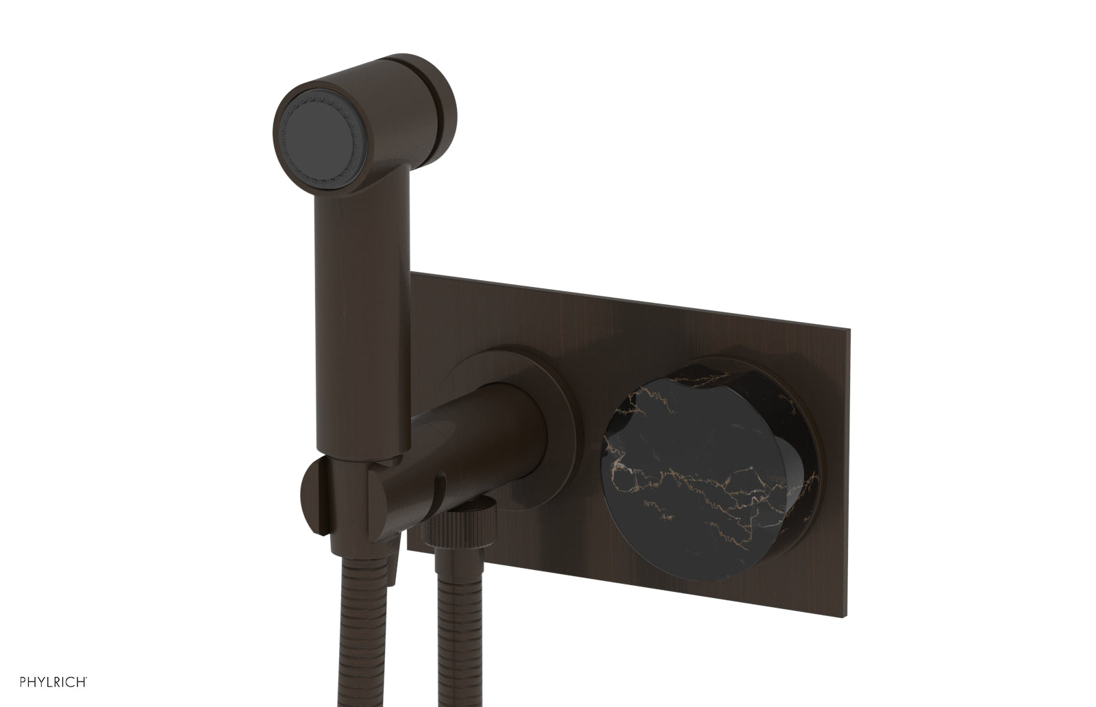 Phylrich CIRC Wall Mounted Bidet, Black Marble Handle