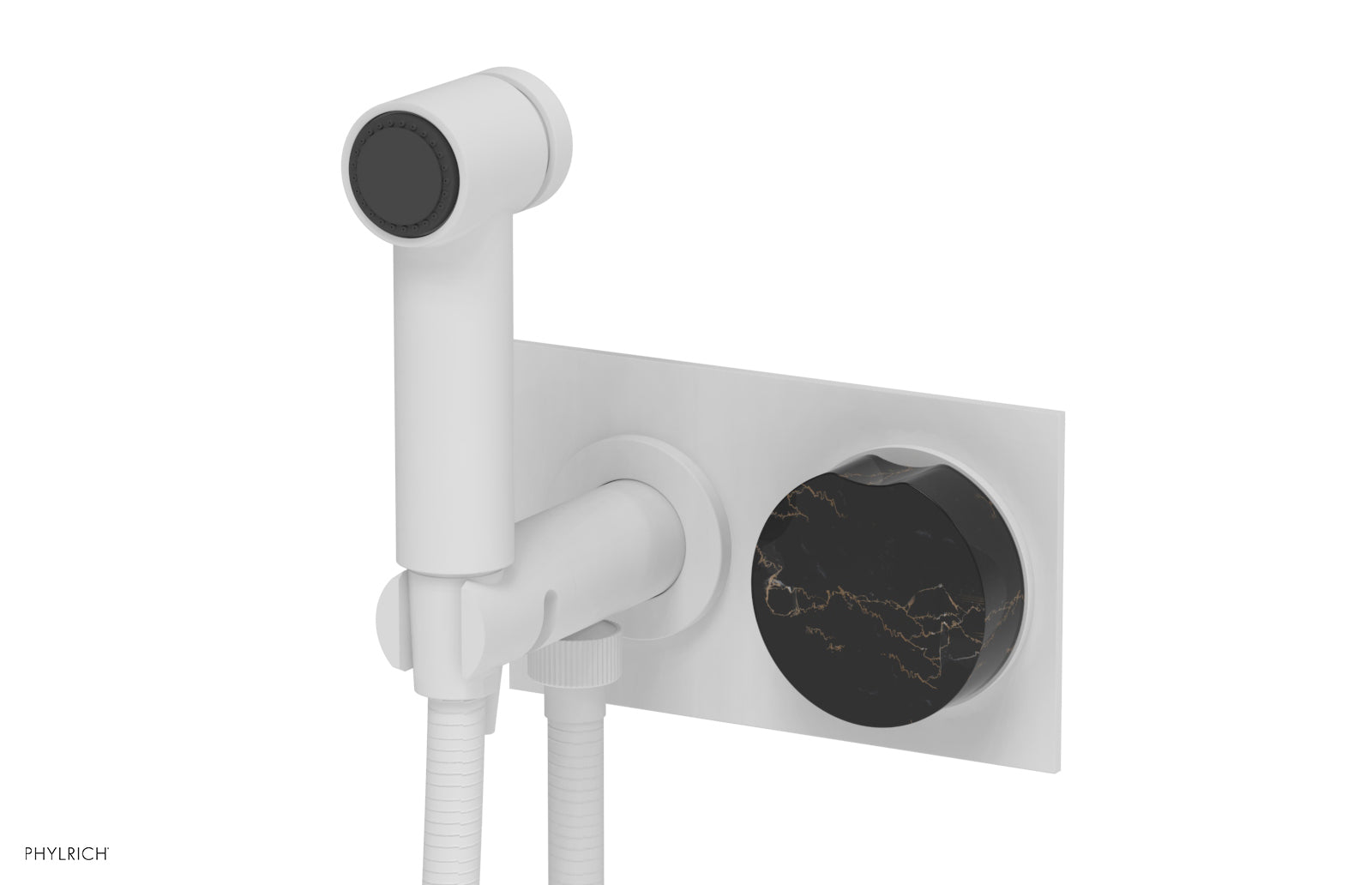 Phylrich CIRC Wall Mounted Bidet, Black Marble Handle