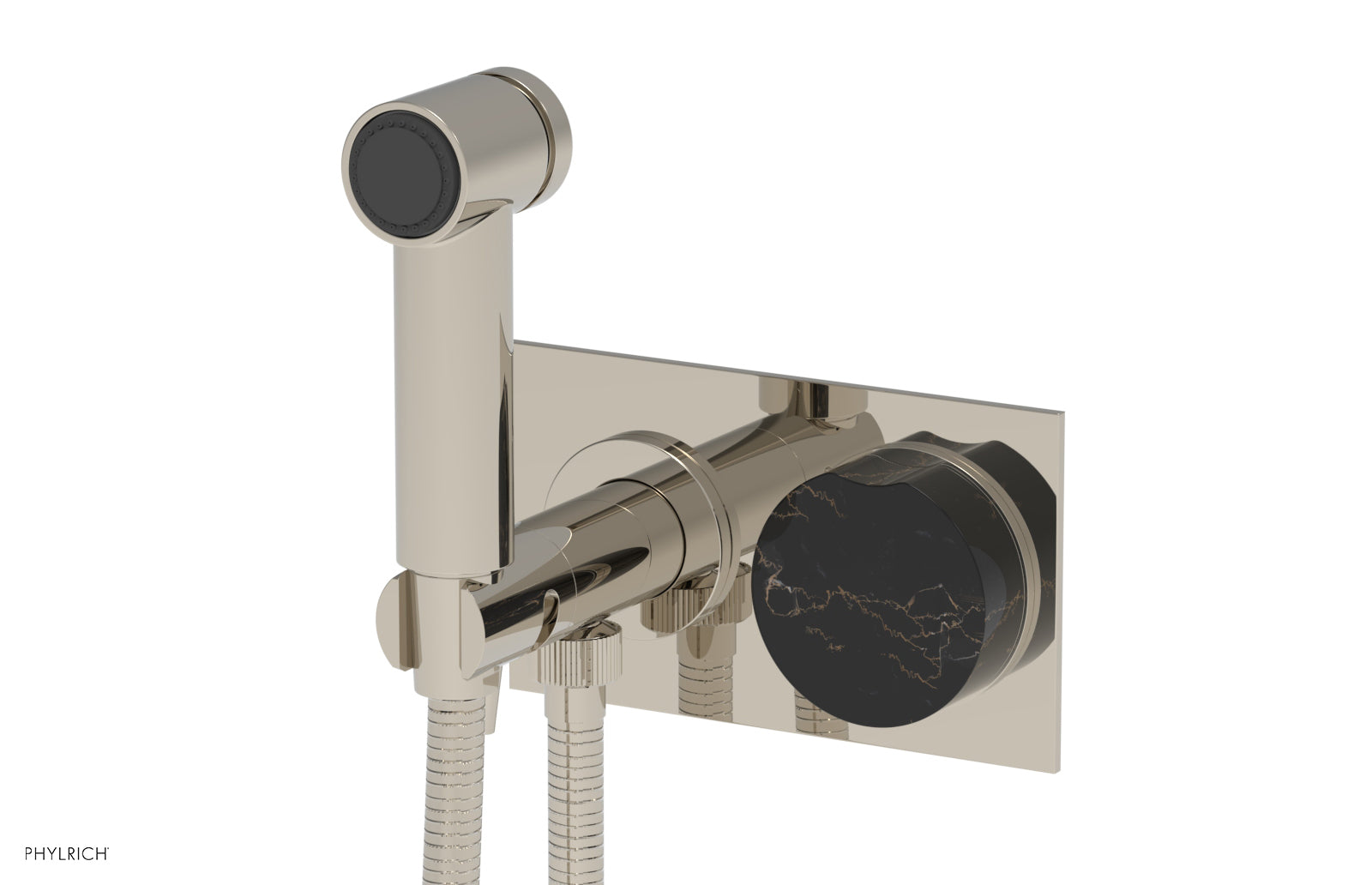 Phylrich CIRC Wall Mounted Bidet, Black Marble Handle