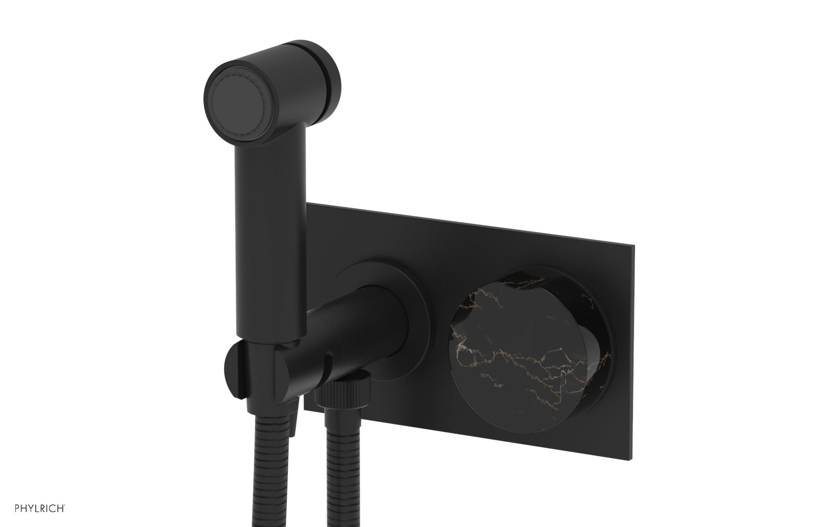 Phylrich CIRC Wall Mounted Bidet, Black Marble Handle