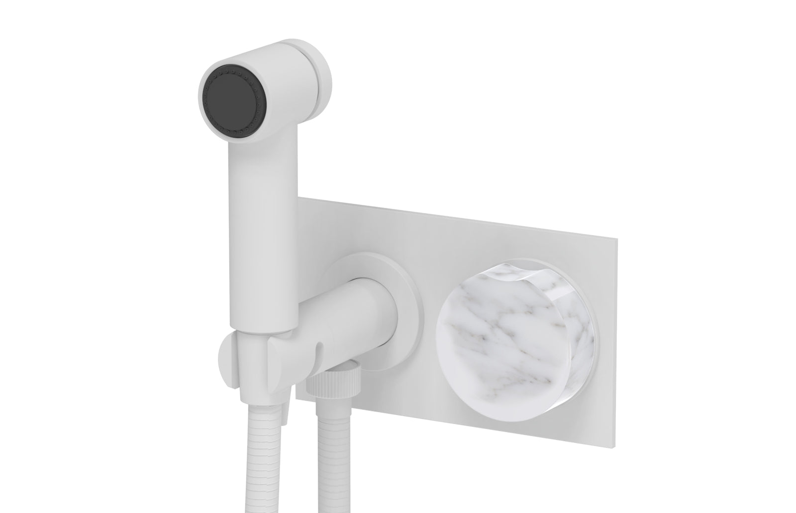 Phylrich CIRC Wall Mounted Bidet, White Marble Handle