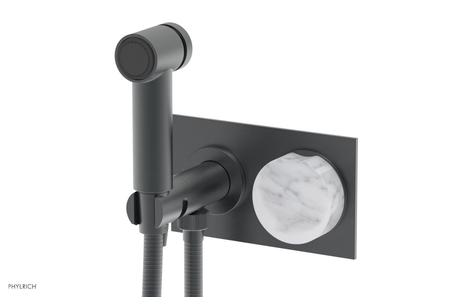 Phylrich CIRC Wall Mounted Bidet, White Marble Handle