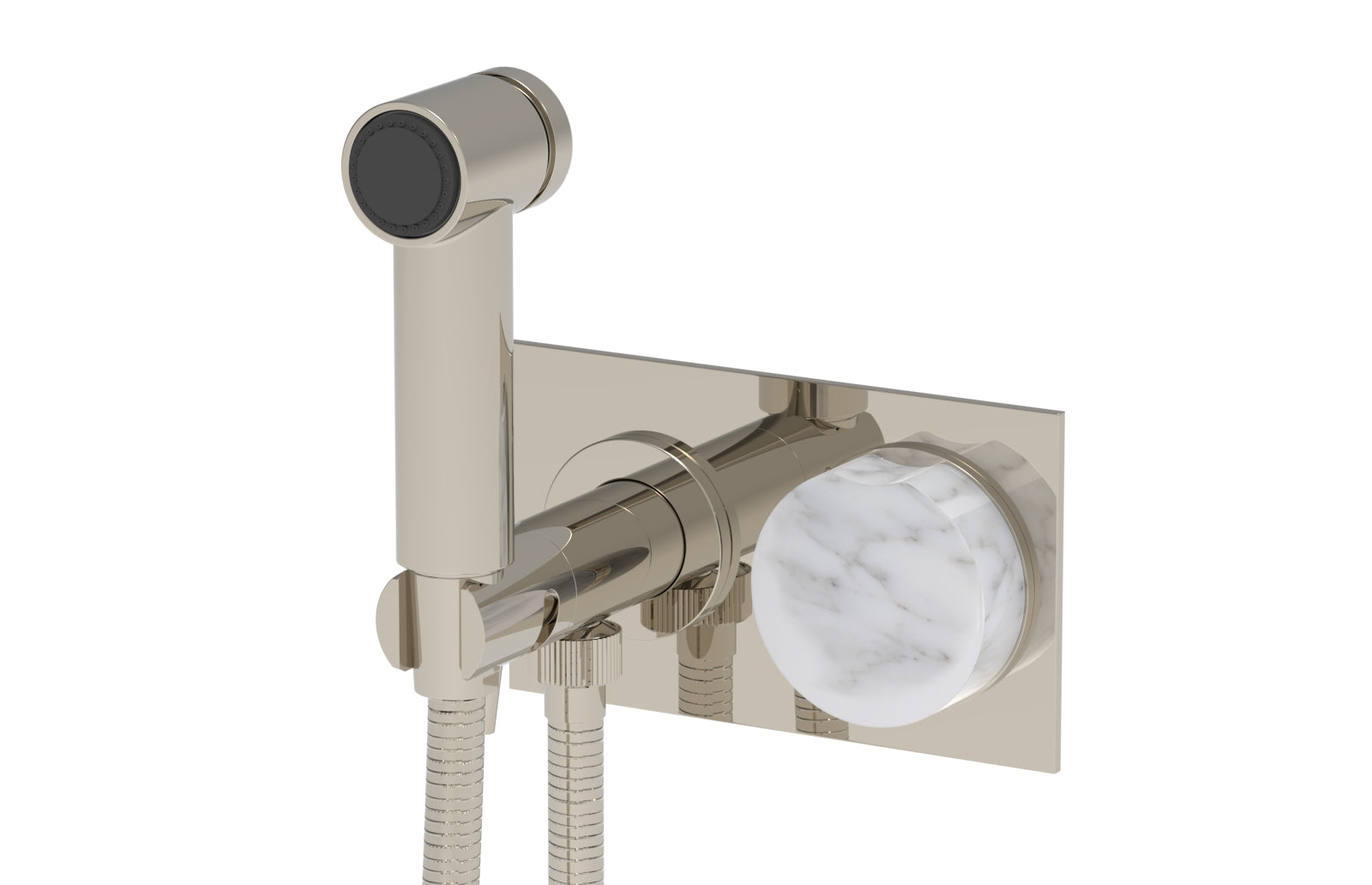 Phylrich CIRC Wall Mounted Bidet, White Marble Handle