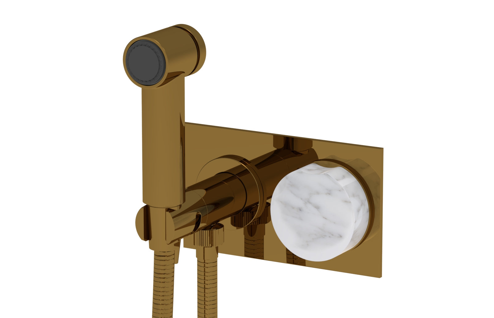 Phylrich CIRC Wall Mounted Bidet, White Marble Handle