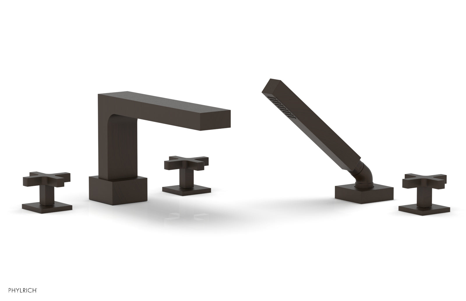 Phylrich CROI Deck Tub Set with Hand Shower - Cross Handles