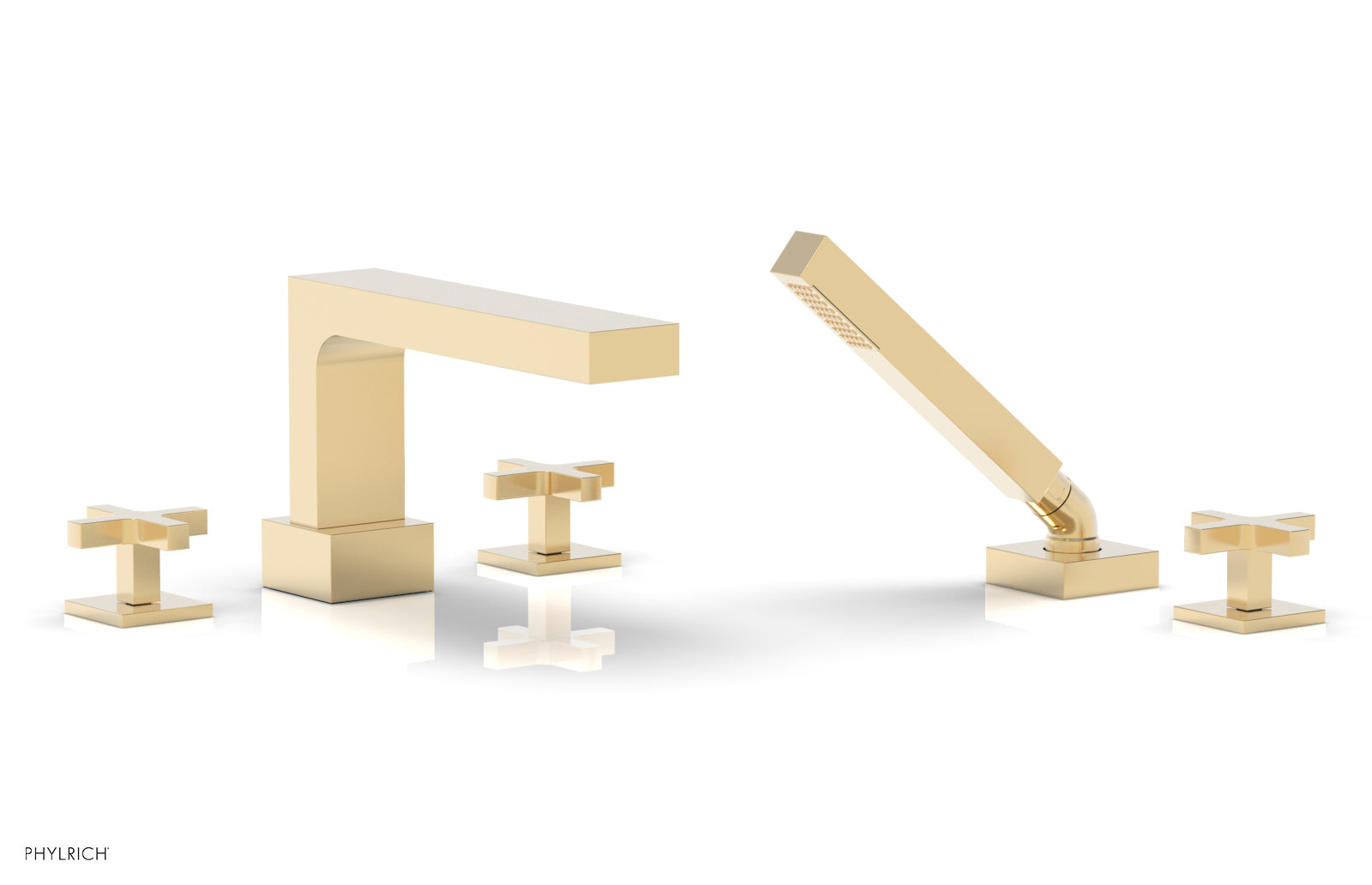 Phylrich CROI Deck Tub Set with Hand Shower - Cross Handles
