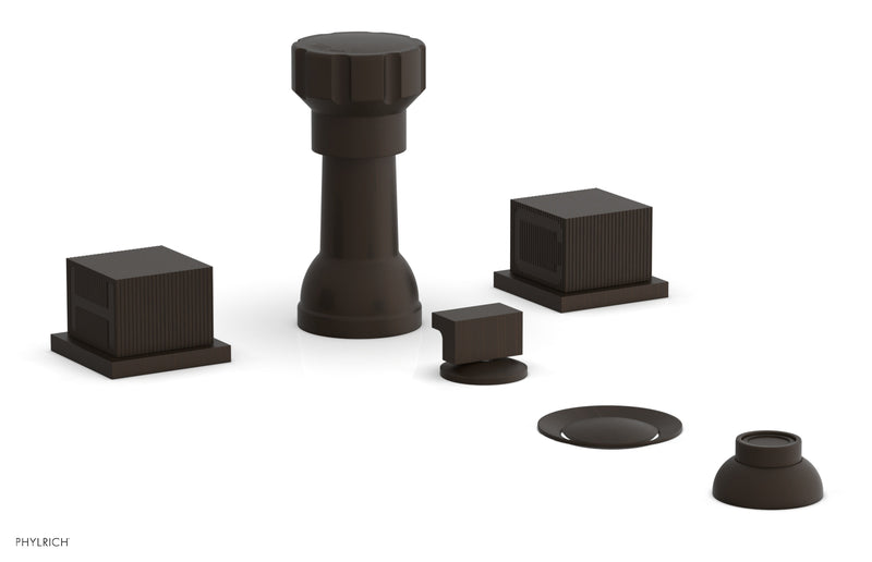 Phylrich STRIA Four Hole Bidet Set - Cube Handles