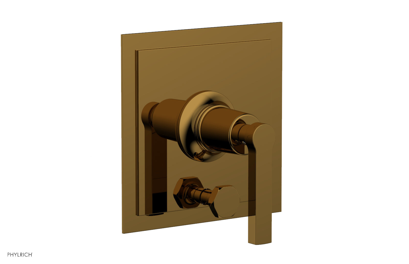 Phylrich HEX MODERN Pressure Balance Shower Plate with Diverter and Handle Trim Set
