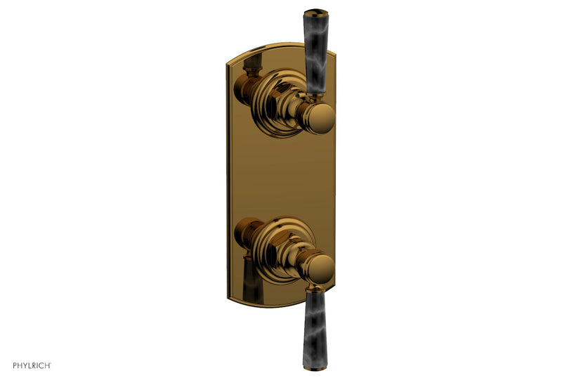 Phylrich HEX TRADITIONAL / HENRI 1/2" Thermostatic Valve with Volume Control or Diverter - Black Marble Handles