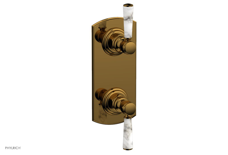 Phylrich HEX TRADITIONAL / HENRI 1/2" Thermostatic Valve with Volume Control or Diverter - White Marble Handles