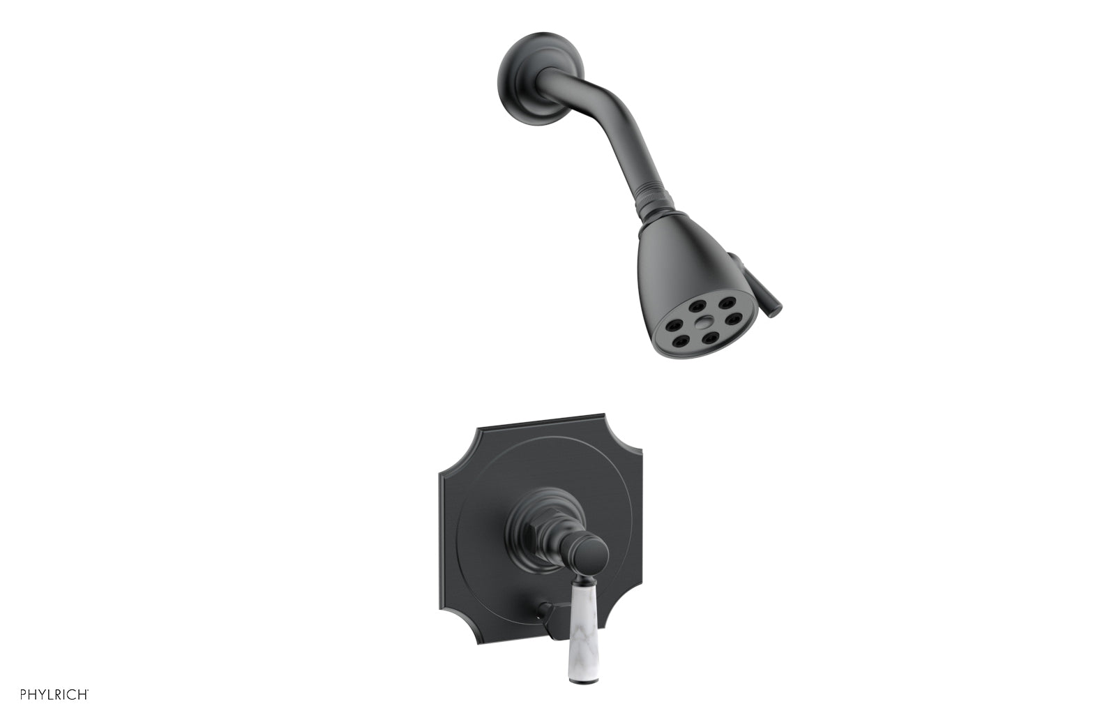 Phylrich HENRI Pressure Balance Shower and Diverter Set -White Marble Handle (Less Spout)