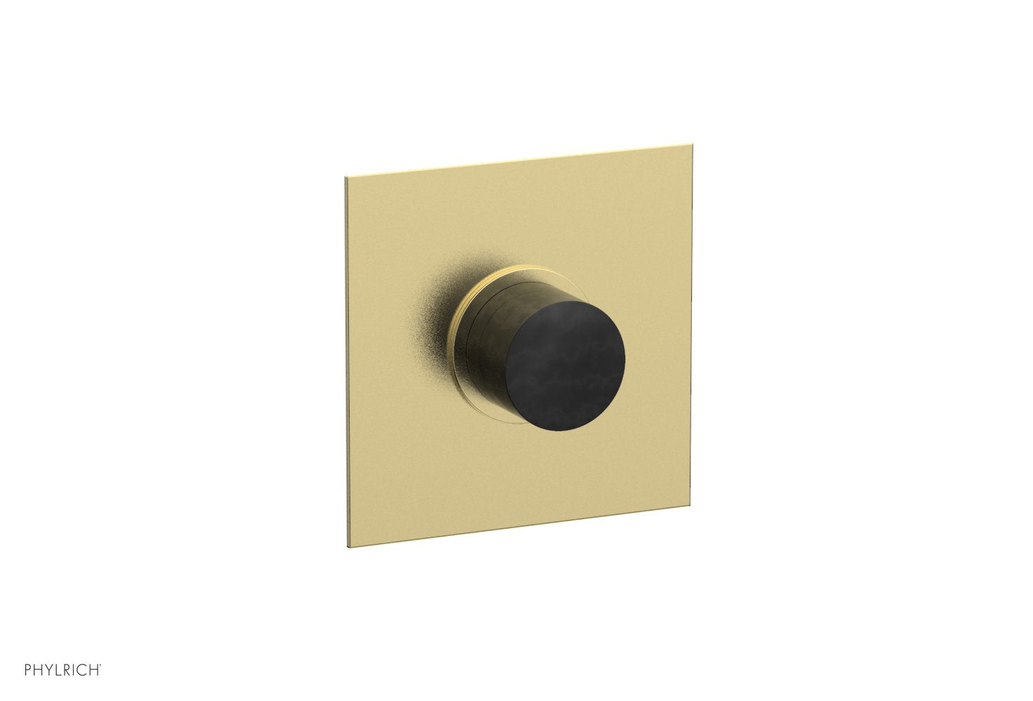 Phylrich BASIC II 1/2" Mini Thermostatic Square Shower Trim Black Marble Handle