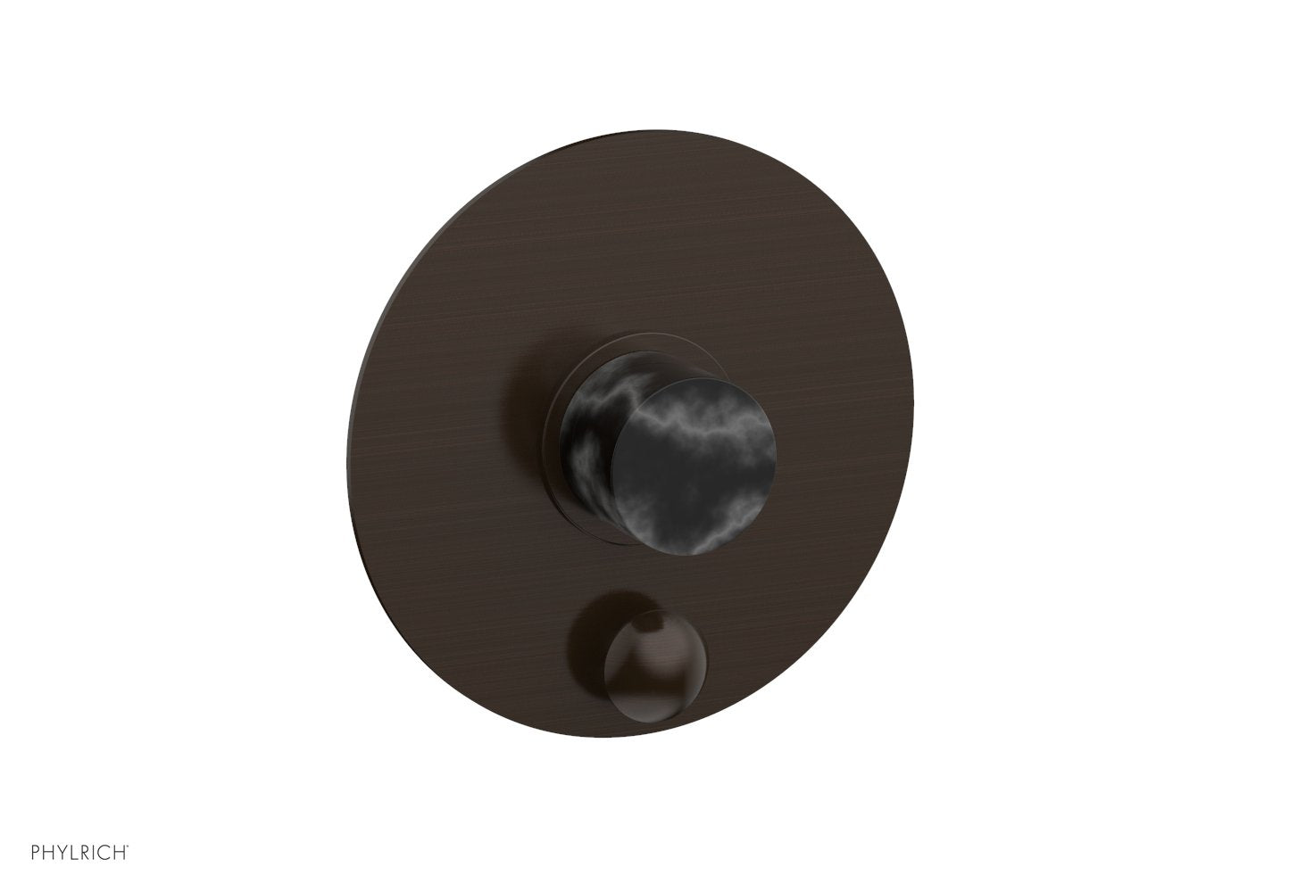 Phylrich BASIC II Pressure Balance Shower Plate with Diverter and Handle Trim Set - Black Marble