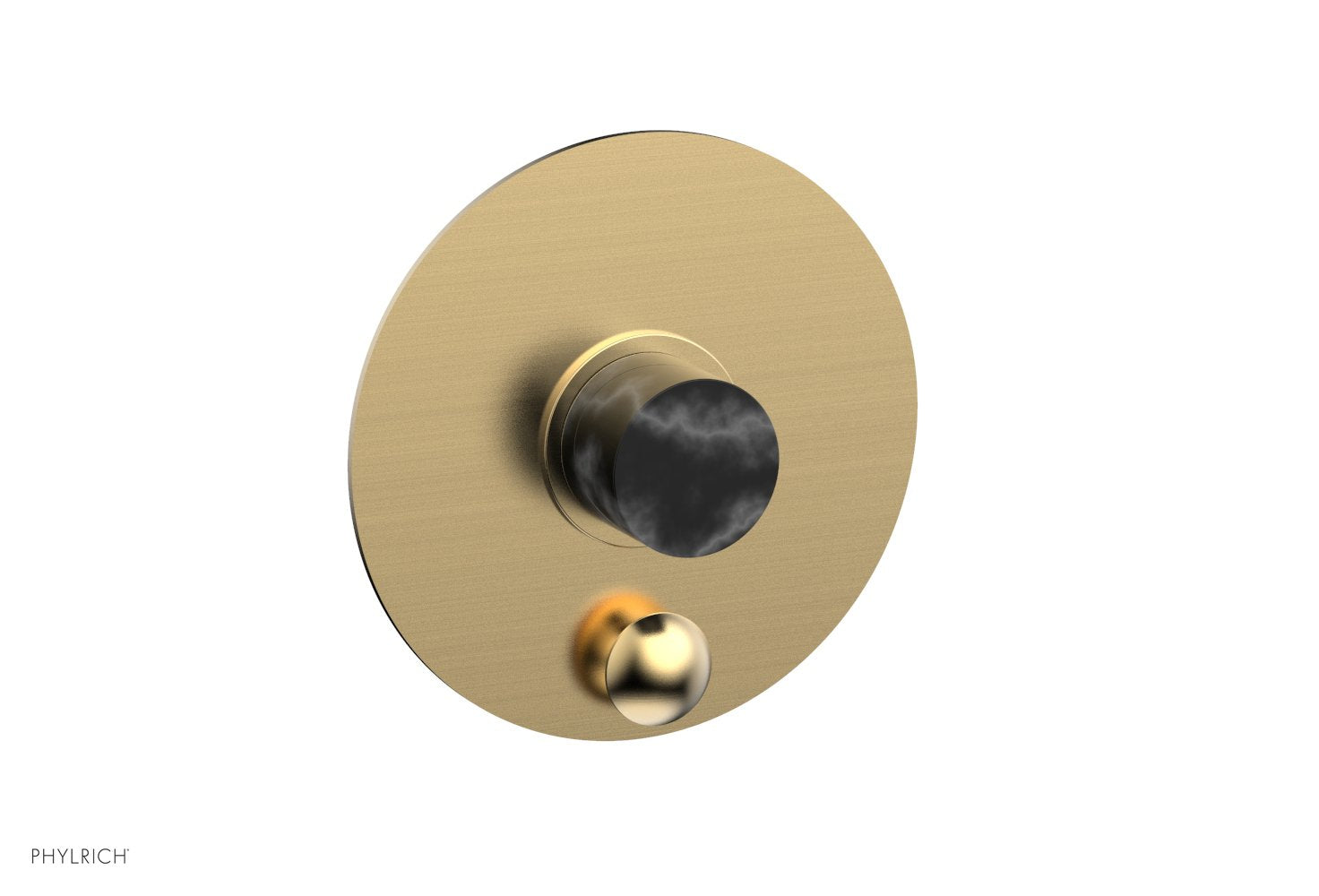 Phylrich BASIC II Pressure Balance Shower Plate with Diverter and Handle Trim Set - Black Marble