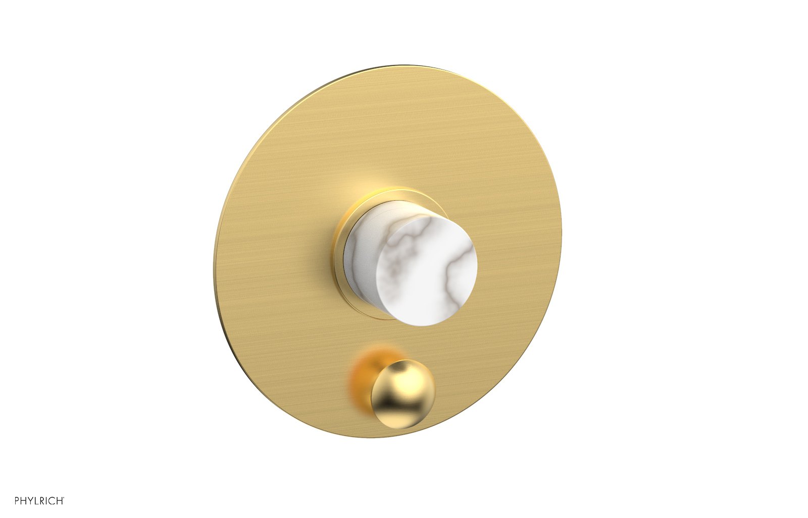 Phylrich BASIC II Pressure Balance Shower Plate with Diverter and Handle Trim Set - White Marble