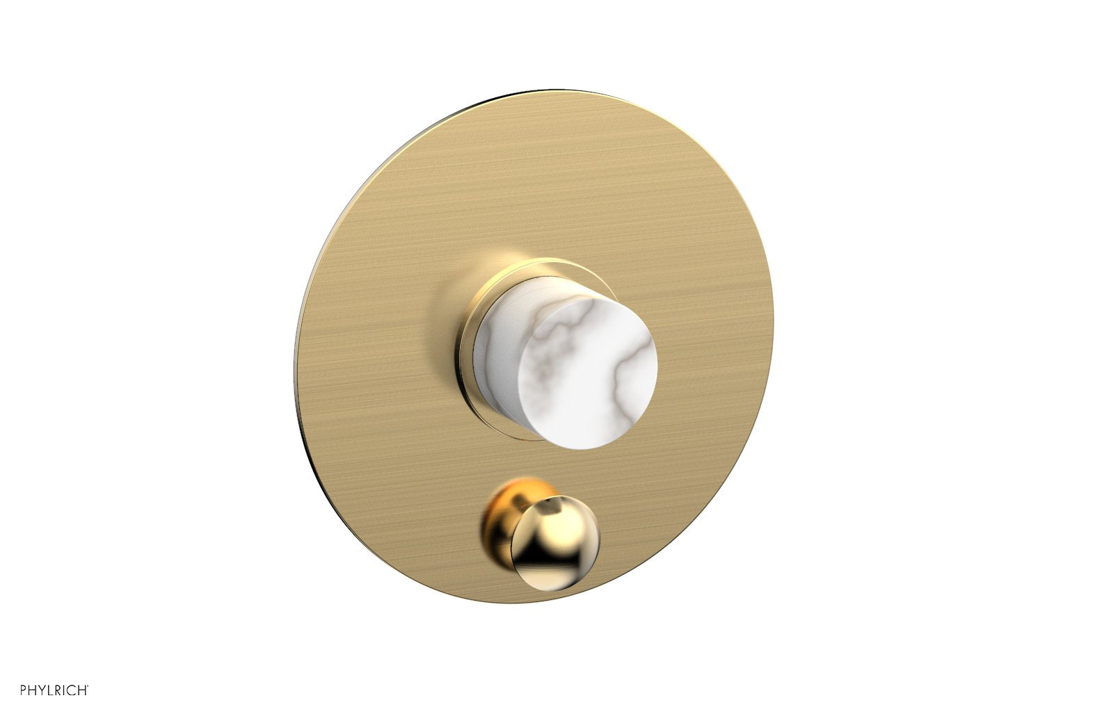 Phylrich BASIC II Pressure Balance Shower Plate with Diverter and Handle Trim Set - White Marble