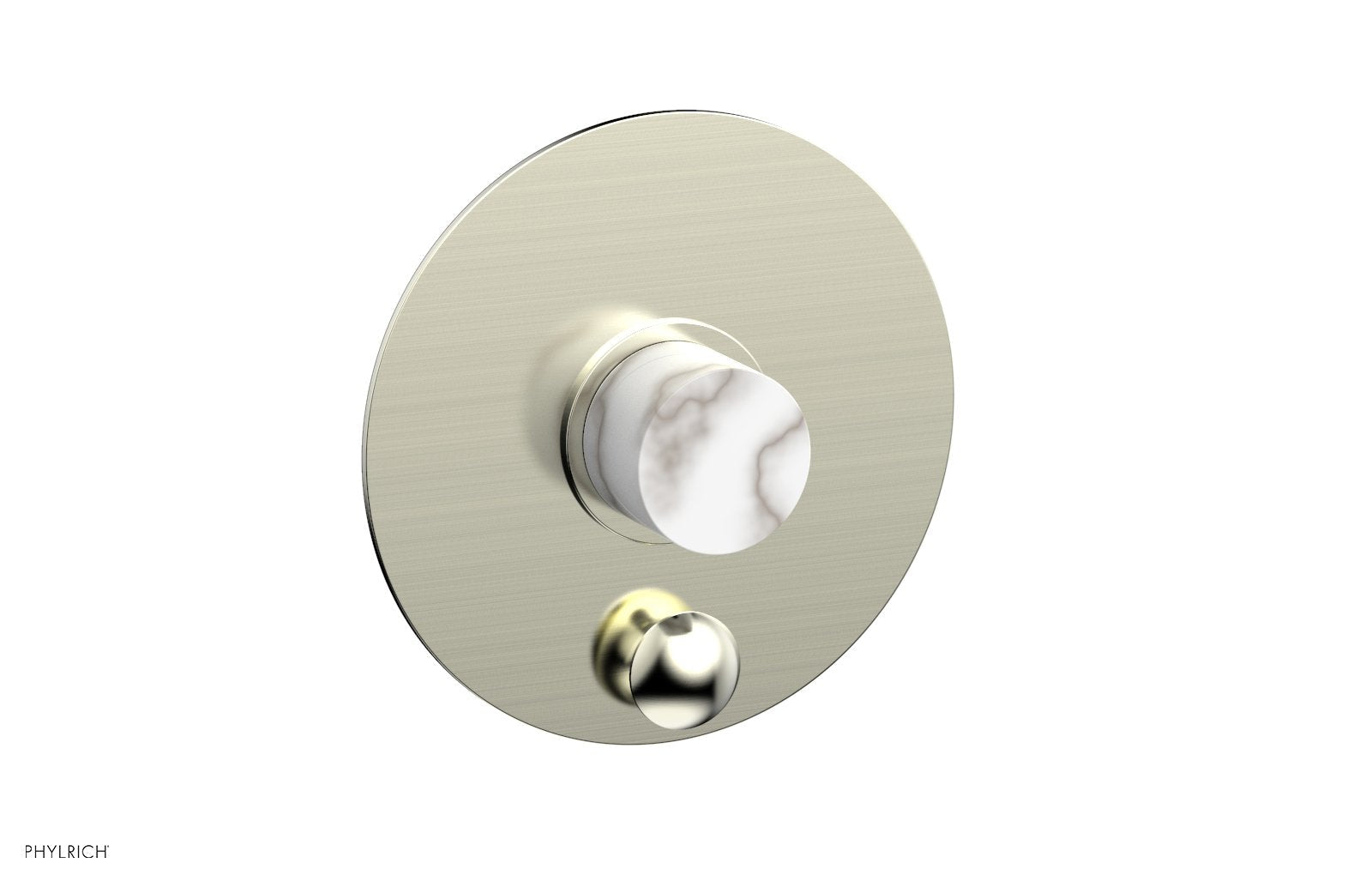 Phylrich BASIC II Pressure Balance Shower Plate with Diverter and Handle Trim Set - White Marble