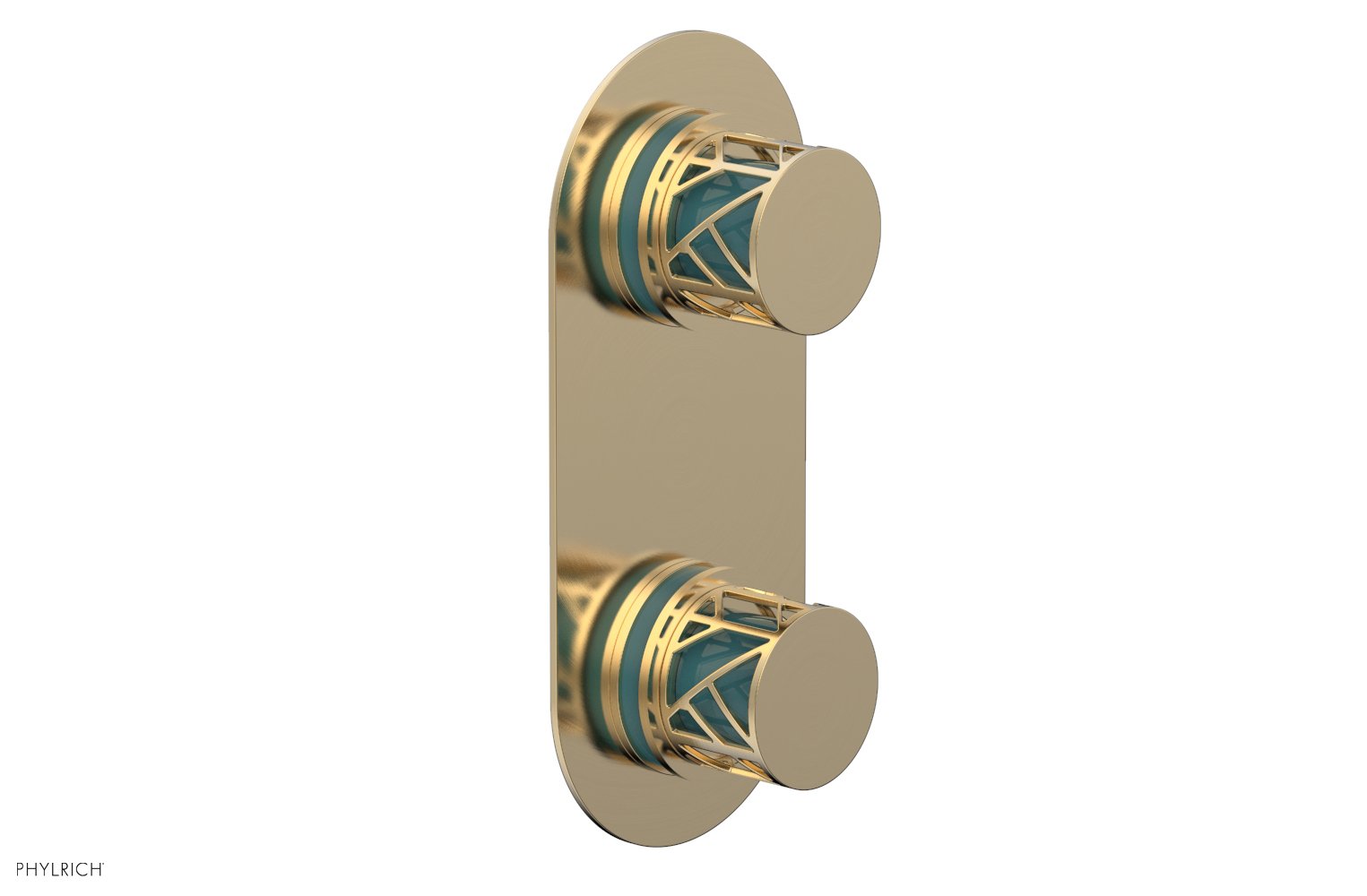 Phylrich JOLIE Thermostatic Valve with Volume Control or Diverter with "Turquoise" Accents