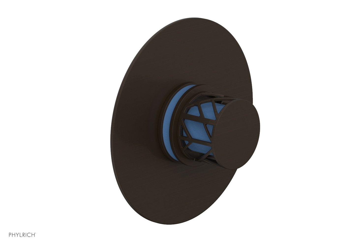 Phylrich JOLIE Pressure Balance Shower Plate & Handle Trim, Round Handle with "Light Blue" Accents