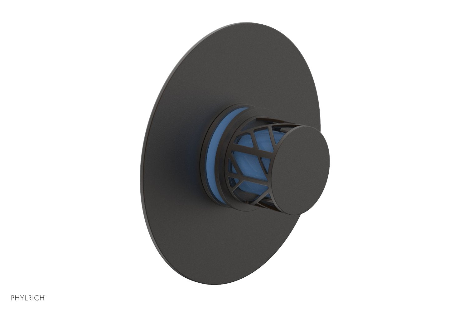 Phylrich JOLIE Pressure Balance Shower Plate & Handle Trim, Round Handle with "Light Blue" Accents
