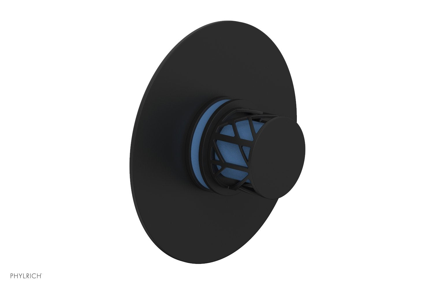 Phylrich JOLIE Pressure Balance Shower Plate & Handle Trim, Round Handle with "Light Blue" Accents