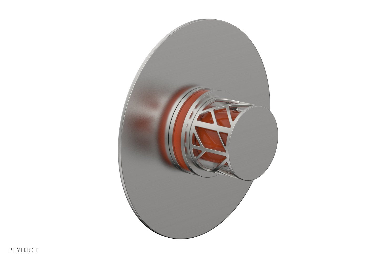 Phylrich JOLIE Pressure Balance Shower Plate & Handle Trim, Round Handle with "Orange" Accents