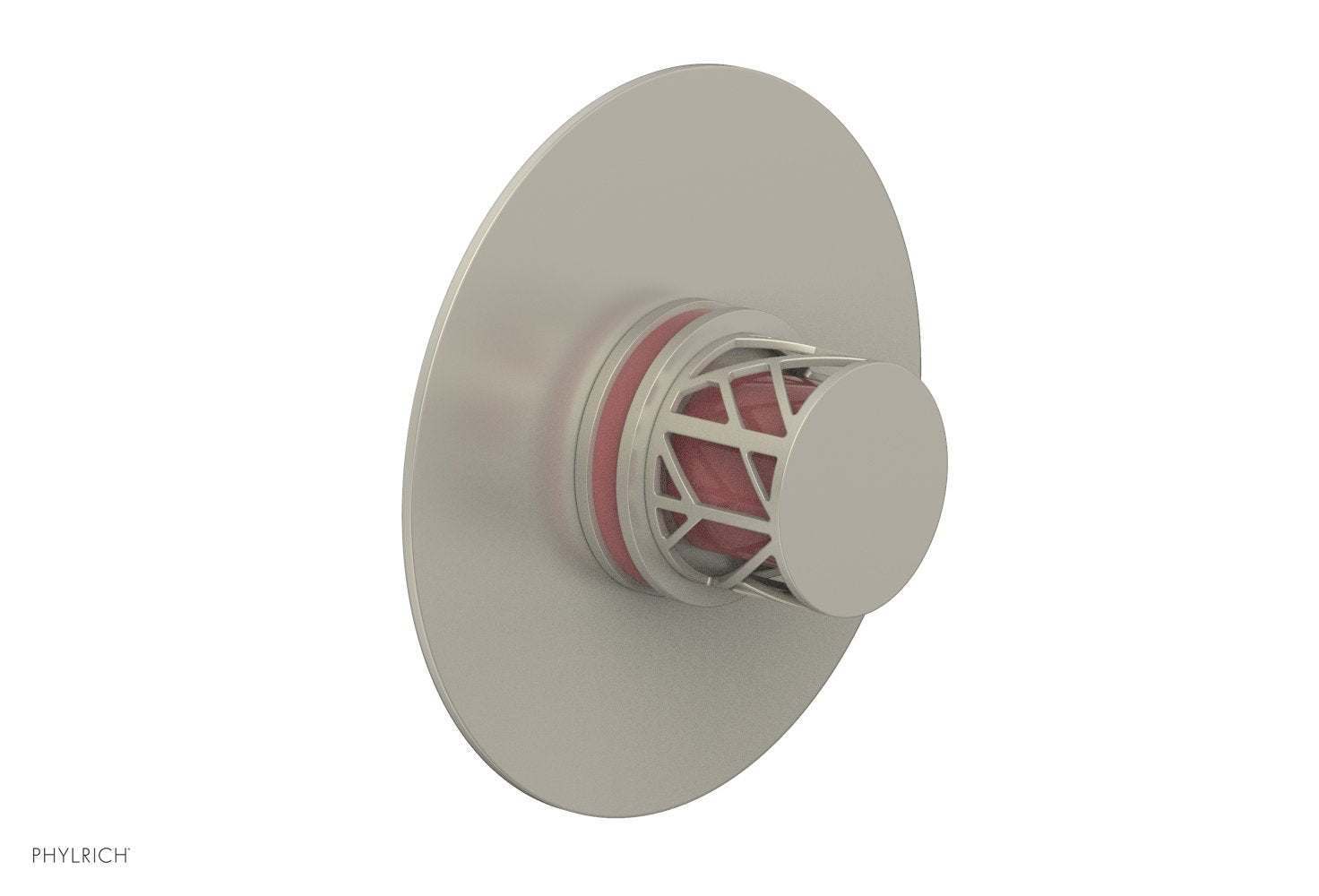 Phylrich JOLIE Pressure Balance Shower Plate & Handle Trim, Round Handle with "Pink" Accents