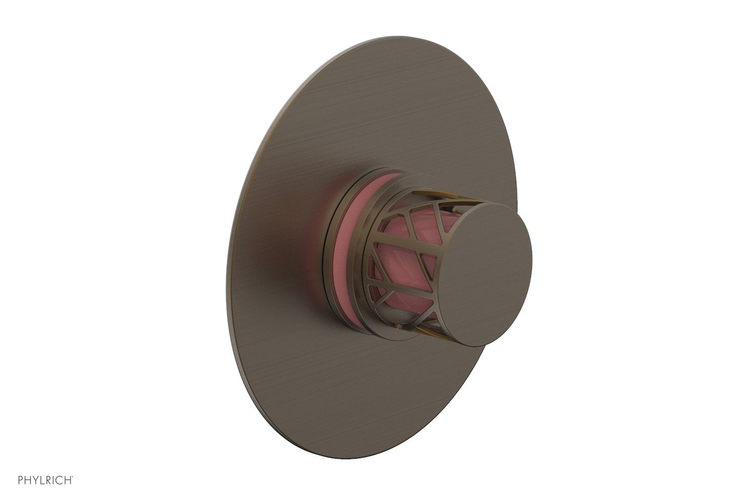 Phylrich JOLIE Pressure Balance Shower Plate & Handle Trim, Round Handle with "Pink" Accents