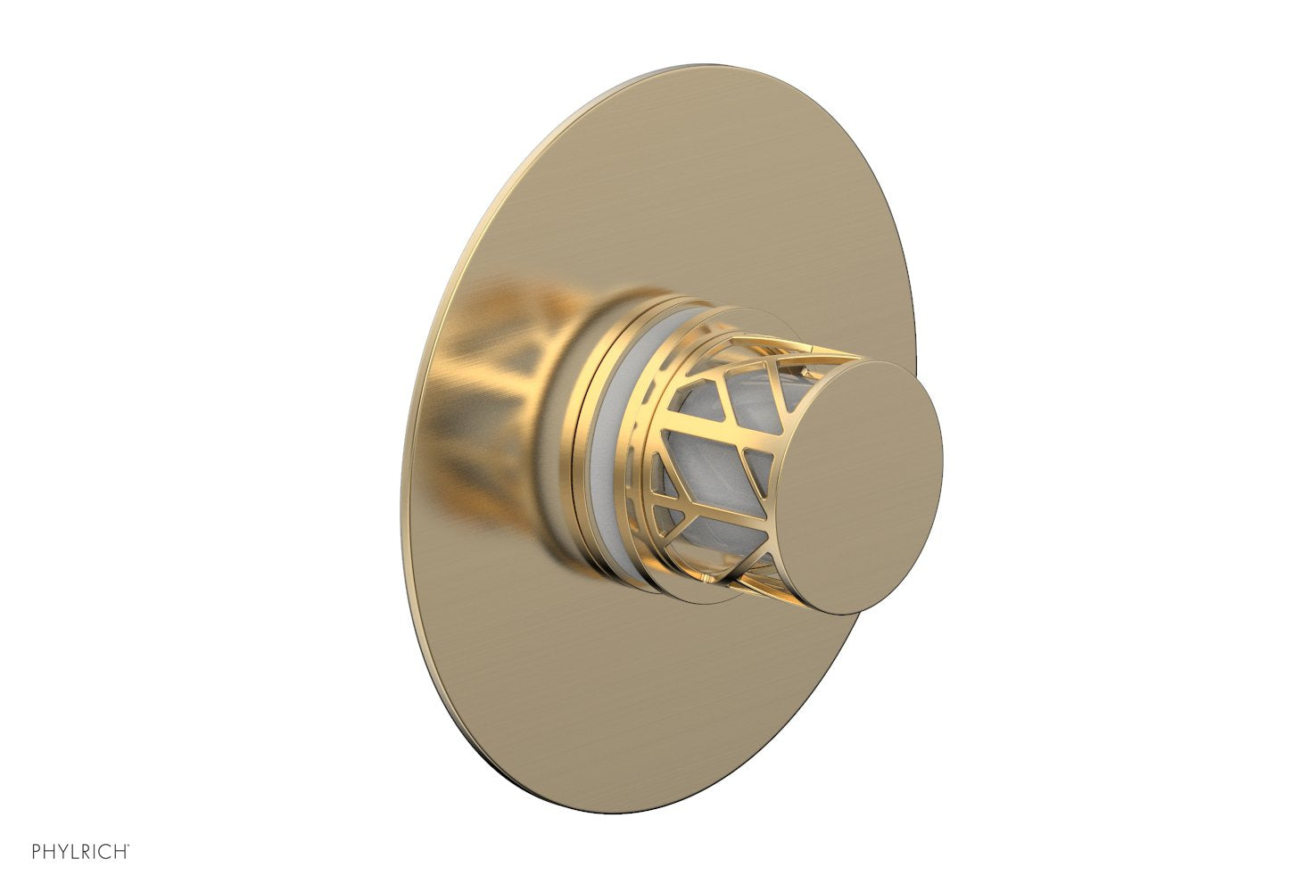 Phylrich JOLIE Pressure Balance Shower Plate & Handle Trim, Round Handle with "White" Accents
