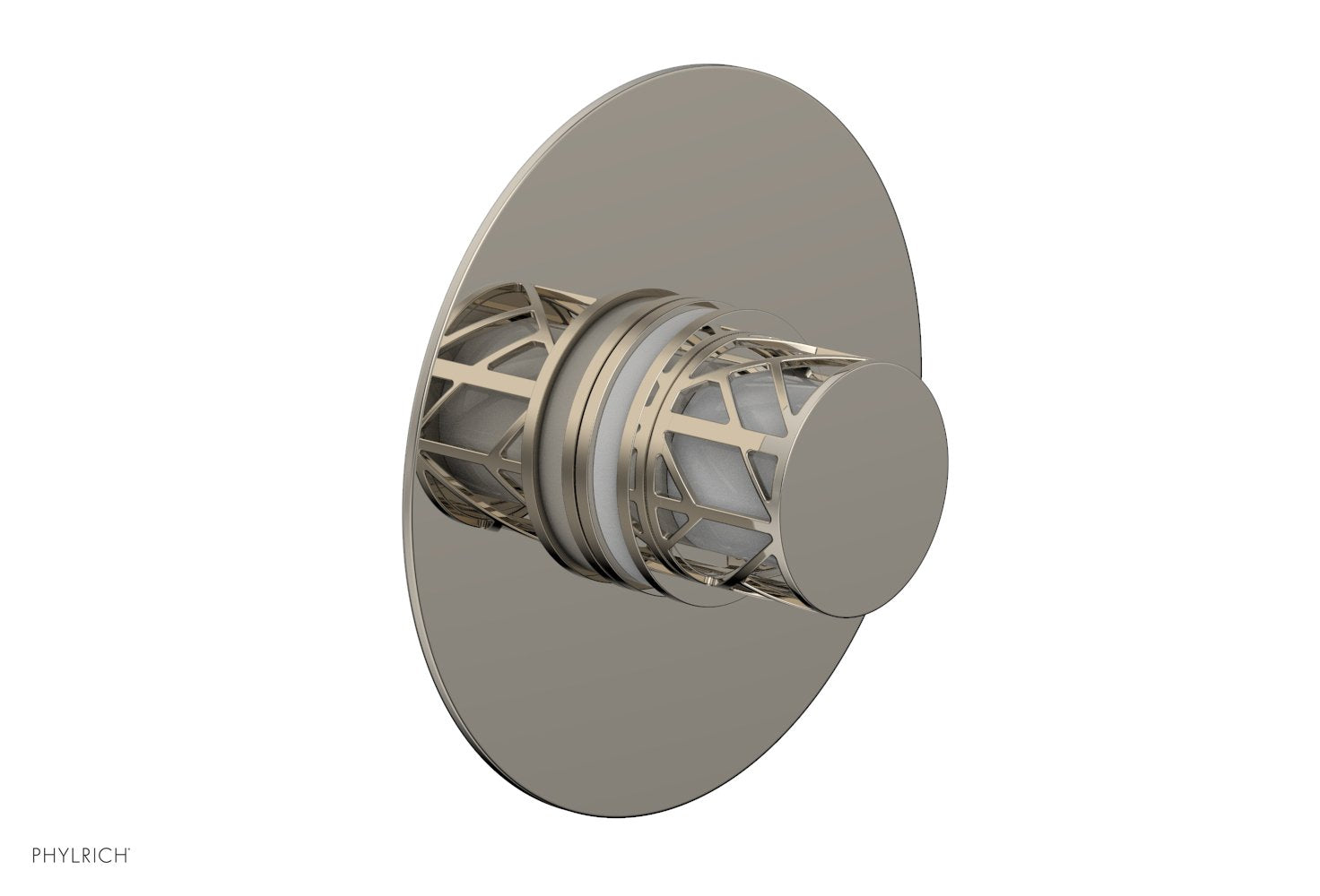 Phylrich JOLIE Pressure Balance Shower Plate & Handle Trim, Round Handle with "White" Accents