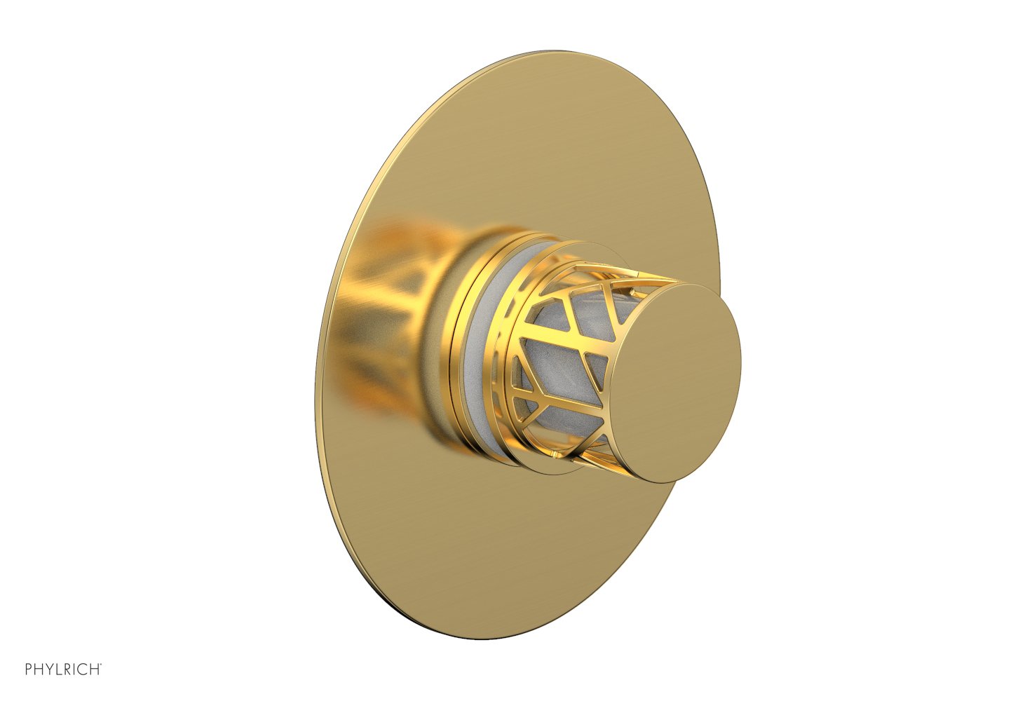 Phylrich JOLIE Pressure Balance Shower Plate & Handle Trim, Round Handle with "White" Accents