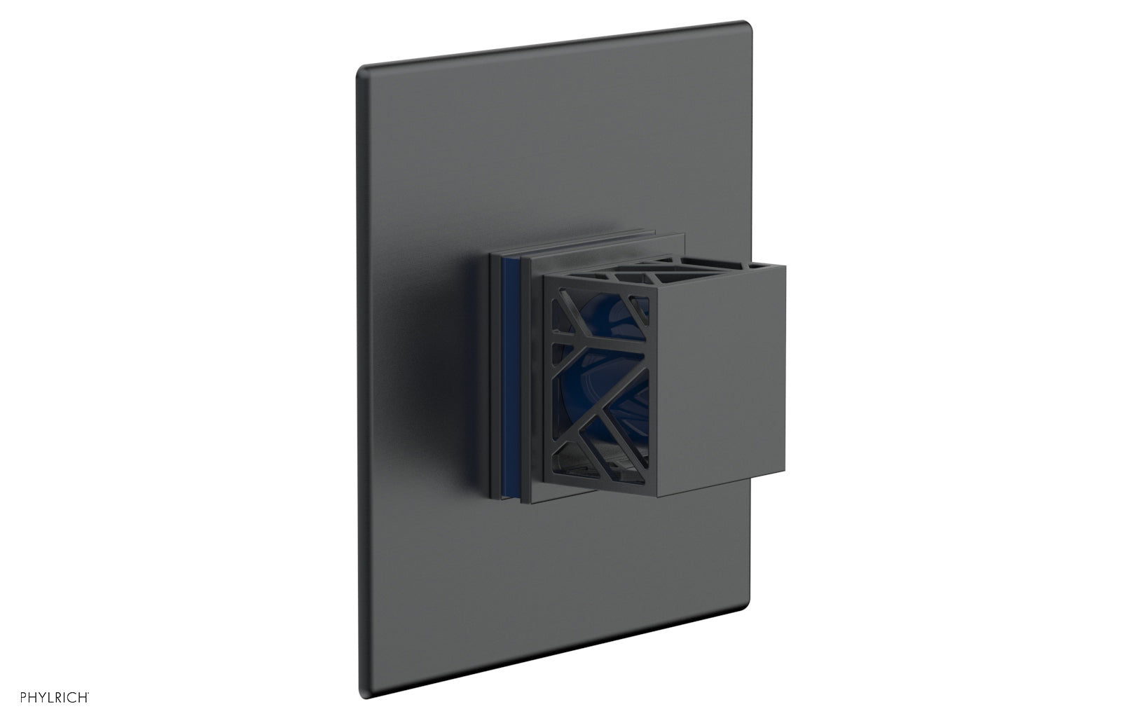 Phylrich JOLIE Pressure Balance Shower Plate & Handle Trim, Square Handle with "Navy Blue" Accents