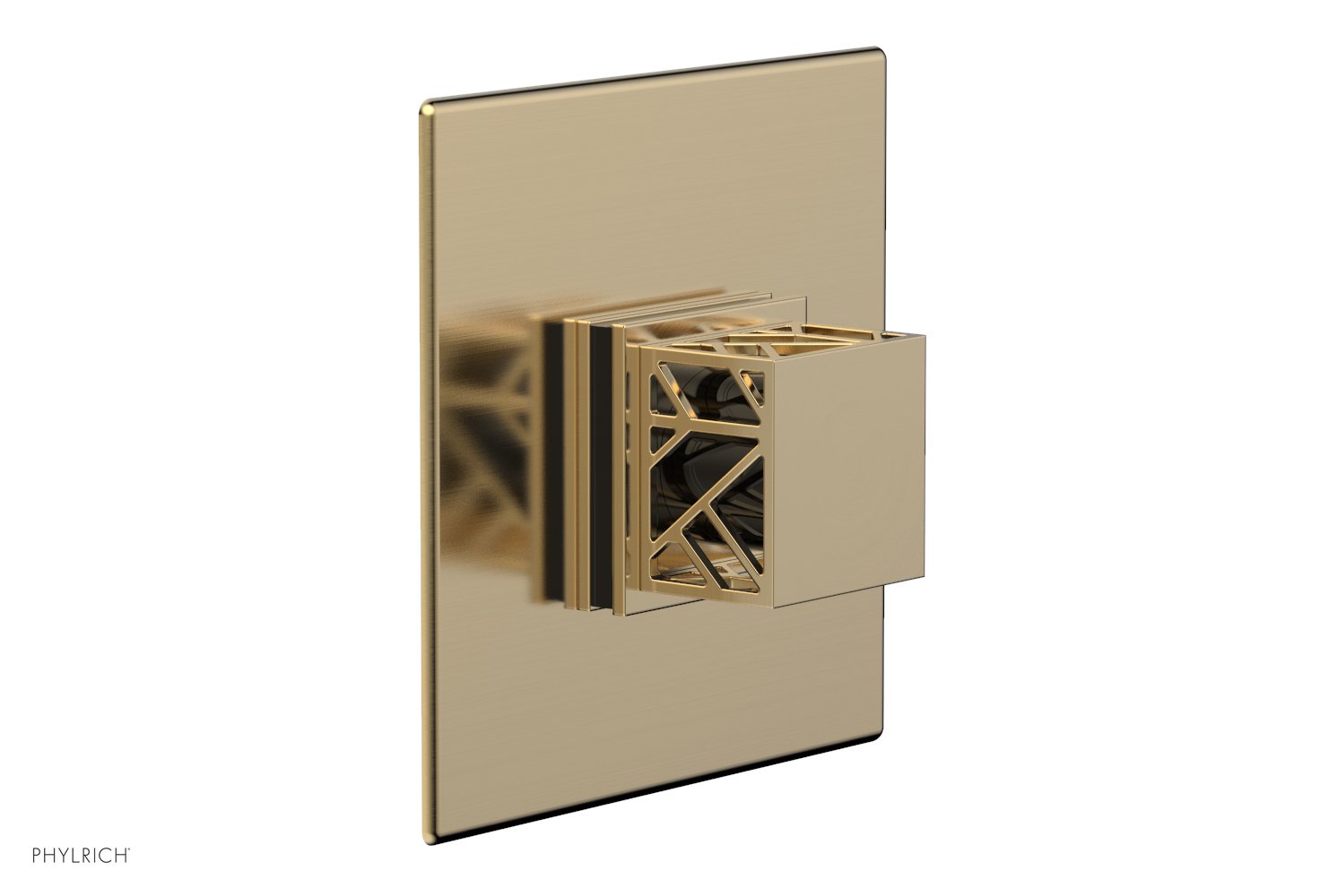 Phylrich JOLIE Pressure Balance Shower Plate & Handle Trim, Square Handle with "Black" Accents