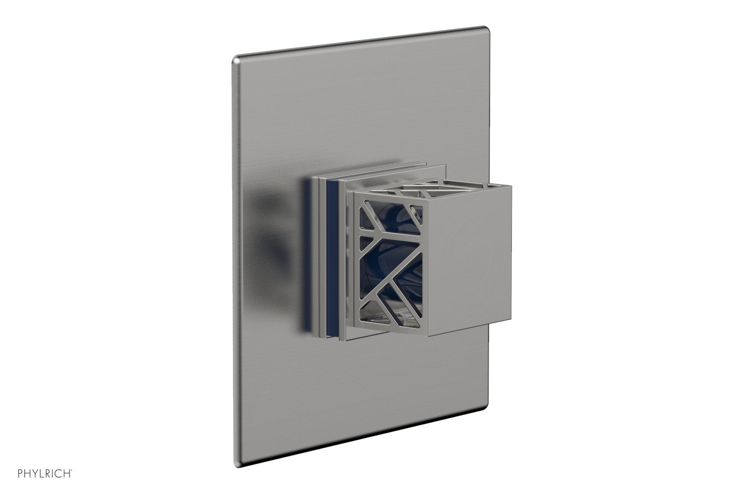 Phylrich JOLIE Pressure Balance Shower Plate & Handle Trim, Square Handle with "Navy Blue" Accents