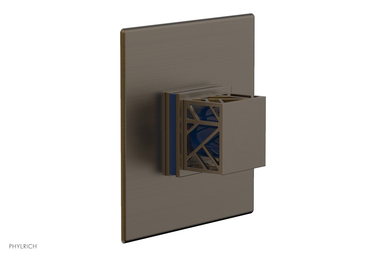 Phylrich JOLIE Pressure Balance Shower Plate & Handle Trim, Square Handle with "Navy Blue" Accents