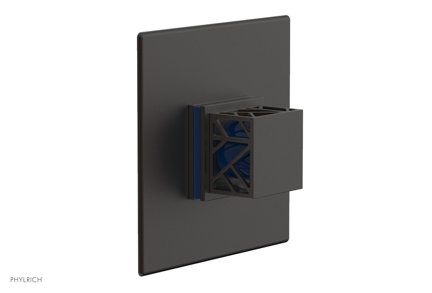Phylrich JOLIE Pressure Balance Shower Plate & Handle Trim, Square Handle with "Navy Blue" Accents