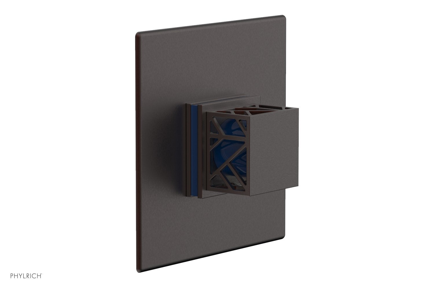 Phylrich JOLIE Pressure Balance Shower Plate & Handle Trim, Square Handle with "Navy Blue" Accents